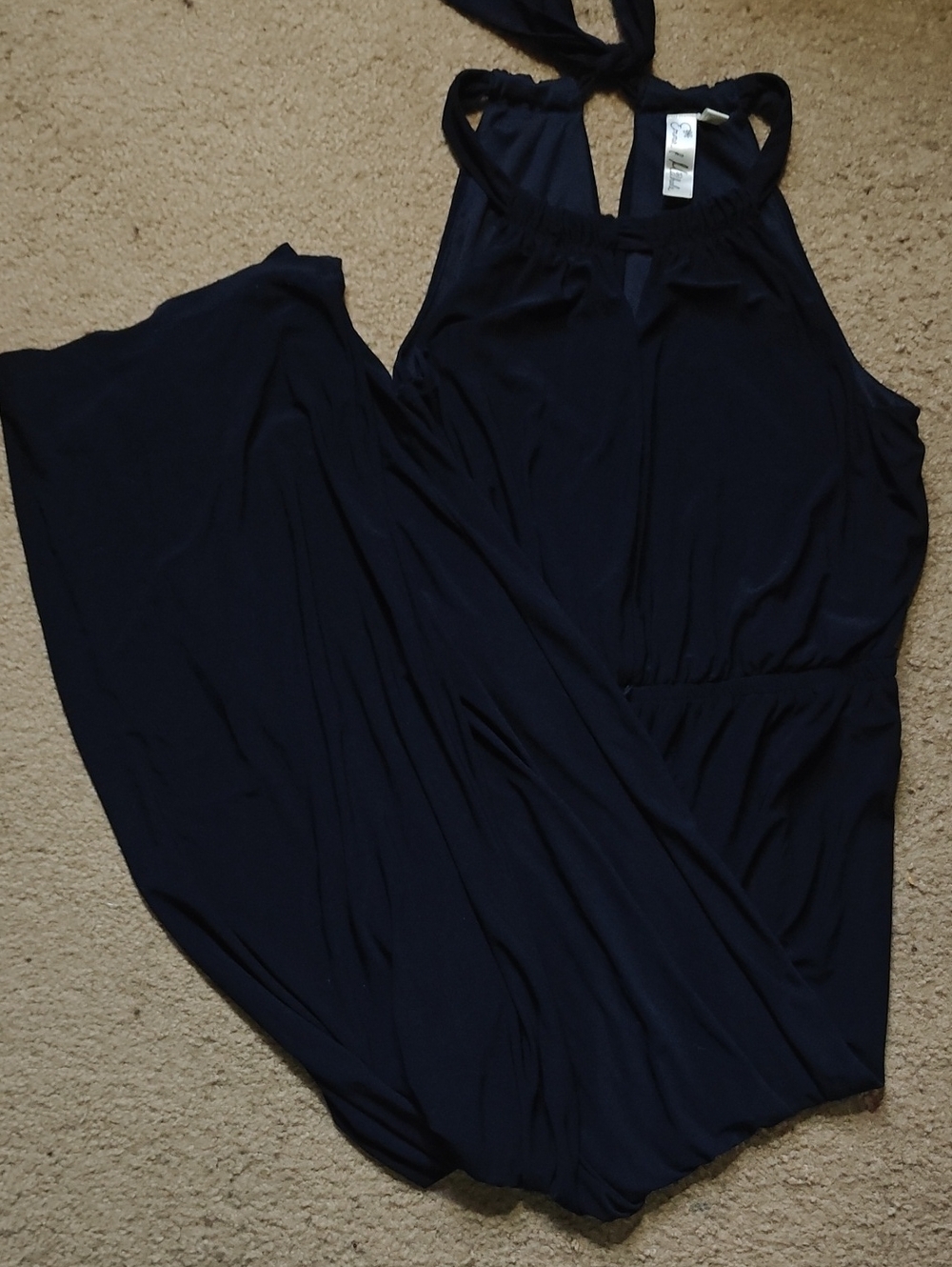 Emma & Michele Navy Halter-Style Jumpsuit